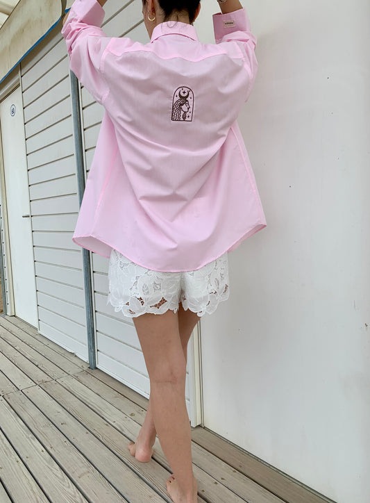 Selene | Oversized light pink cotton Shirt
