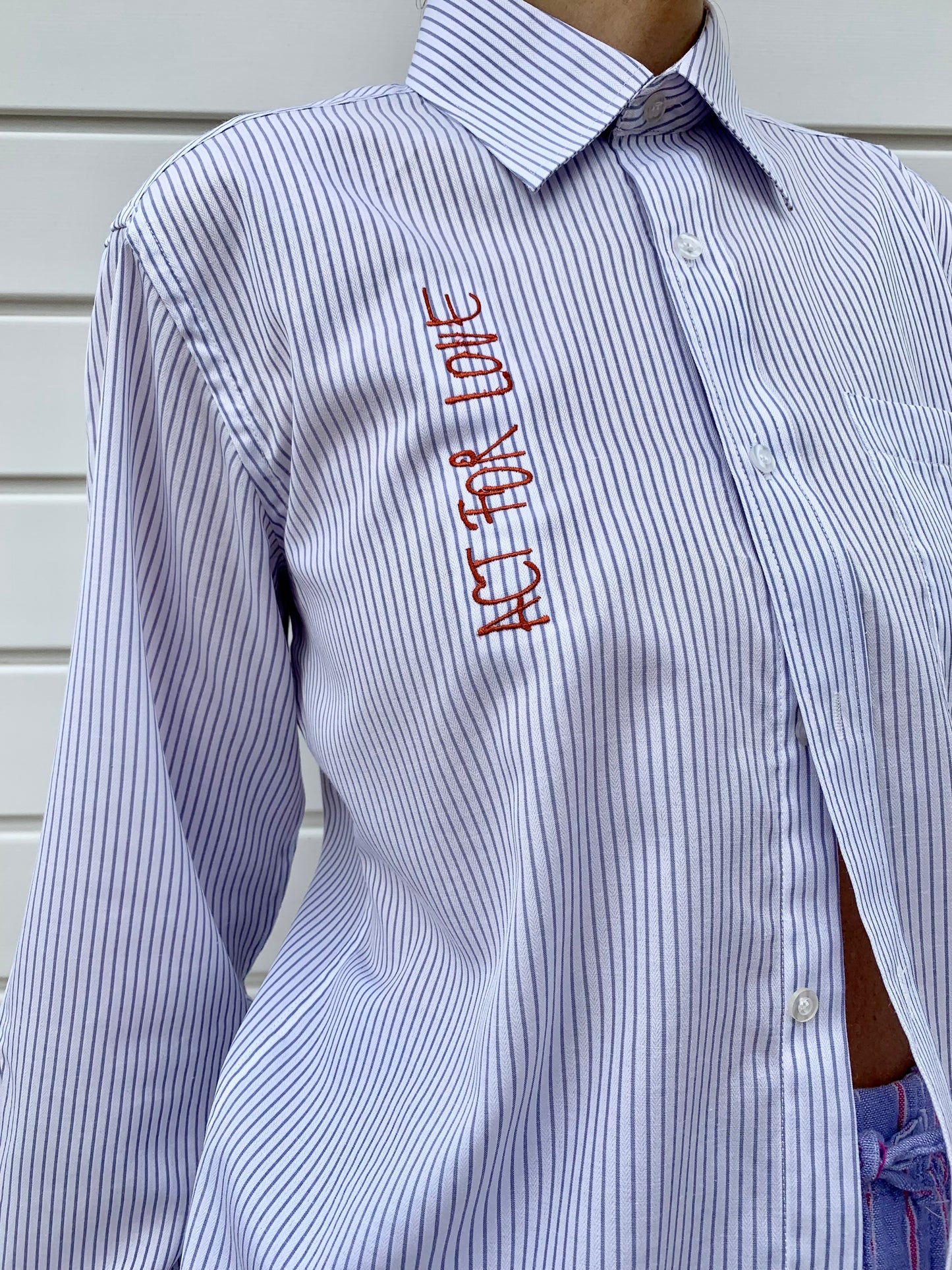 Act for love | Oversized striped cotton Shirt