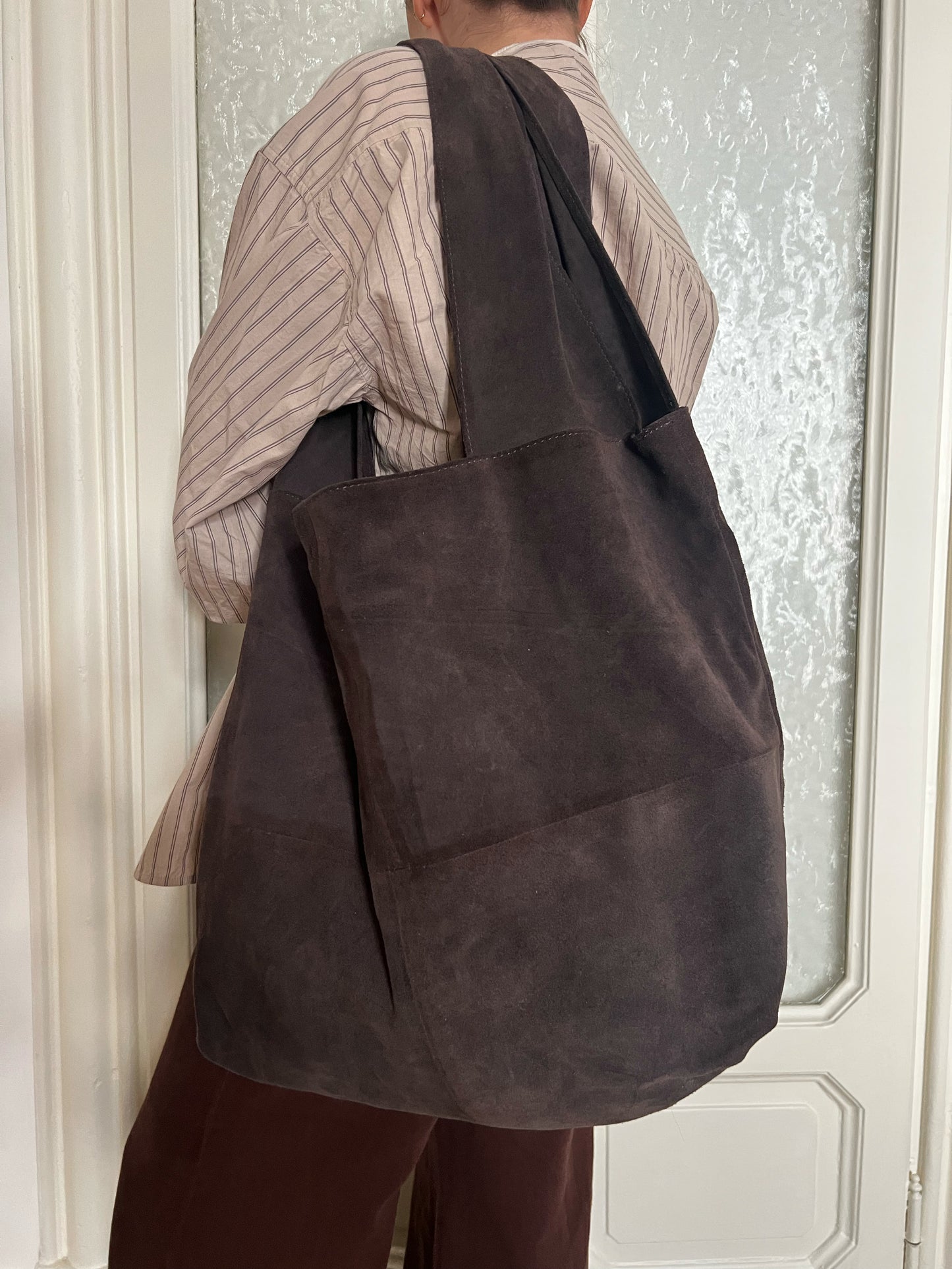 Borse in pelle scamosciata marrone